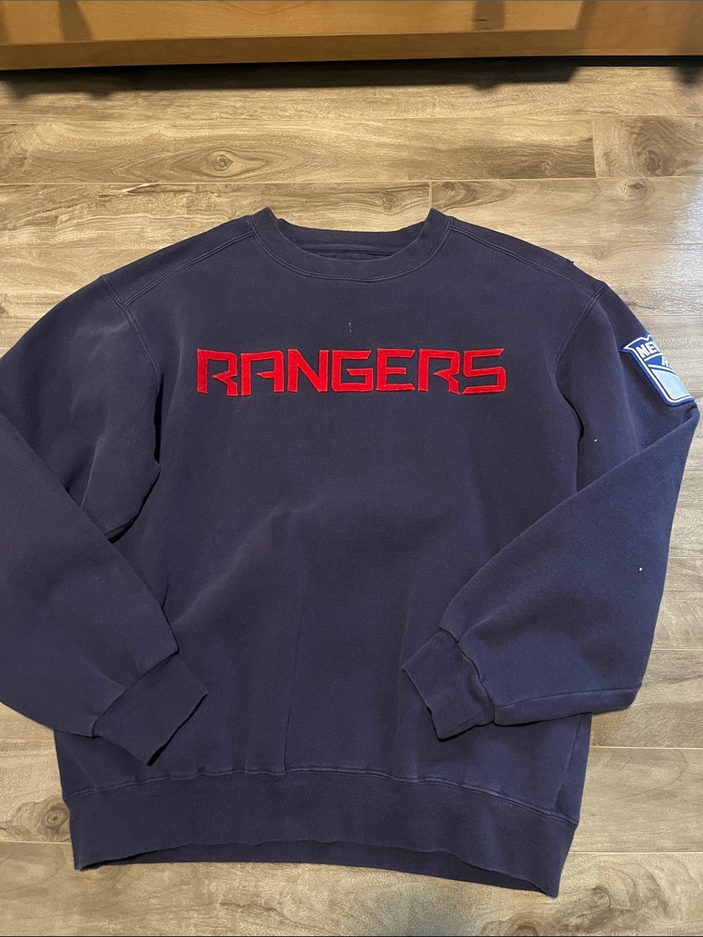 Majestic vintage Navy Crewneck Sweatshirt with Red Rangers Logo